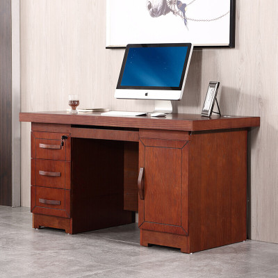 域赢经理桌实木办公桌油漆单人台式职员桌白蜡木皮写字台1.6米