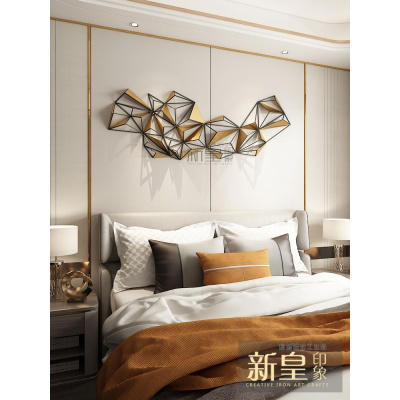 金属壁饰客厅软装墙面装饰品抽象创意几何图形立体铁艺壁挂三维工匠170*65cm黑金色