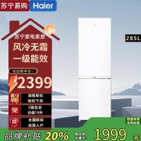 海尔 BCD-285WGHC2DEWV 变频双门冰箱 285升 大容量 风冷无霜 一级能效 自动除霜