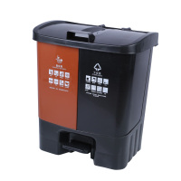 敏胤 L2080 脚踏双桶干垃圾+湿垃圾分类垃圾桶新国标 咖啡色+黑色