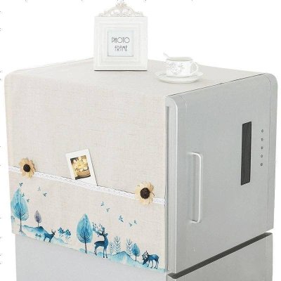 布莱梦定制清新冰箱盖布收纳冰箱罩微波炉烤箱盖巾布艺冰箱罩滚筒防尘罩鹿乡大双开65*180cm