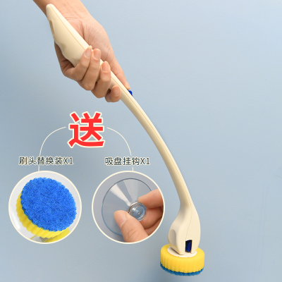 可抛式马桶清洁刷旋转无死角百洁布米魁海绵擦卫生间洁厕清洁刷子马桶刷+一个替换头+一个吸盘