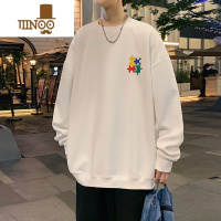 YANXU刺绣美式圆领卫衣男士2023新款潮牌260g情侣T恤上衣服