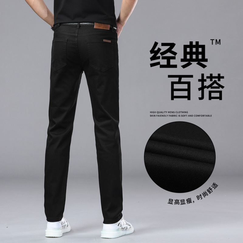 春夏季高端轻奢欧货男装牛仔裤男士修身小直筒弹力抗皱长裤