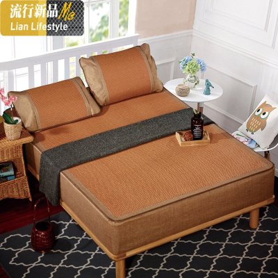 夏凉席三件套冰藤席1.8m1.5空调软席子席可折叠夏季冰丝床笠款 三维工匠