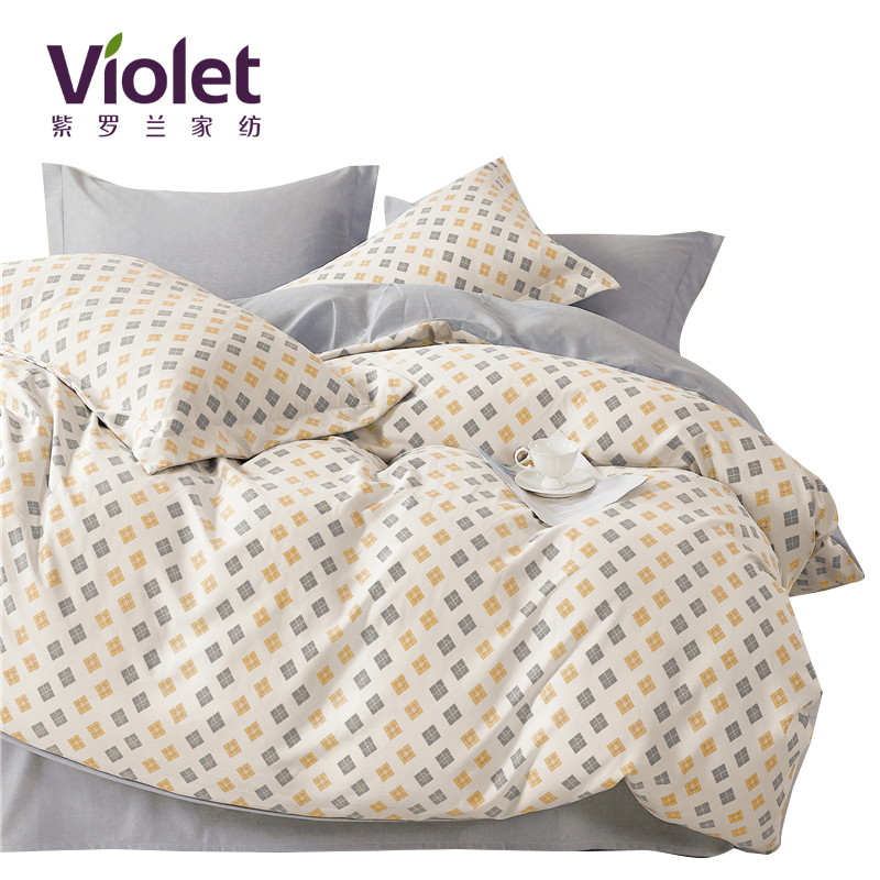 紫罗兰磨绒印花AB版四件套款号:VDZLPSS13230 城市晨曦/玉兰锦/森野拼图