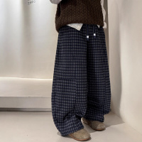 男童加绒裤子秋冬款新款儿童冬季一体运动格子卫裤大男孩冬装