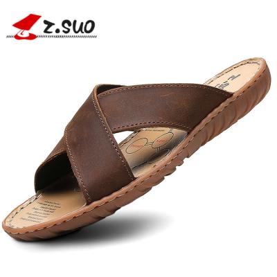 林先森男士大码皮拖潮沙滩鞋拖鞋夏室外皮凉拖鞋时尚外穿一字拖男拖鞋