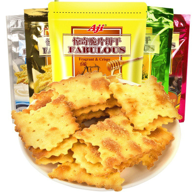 满45元免邮-aji惊奇脆片饼干（泡菜味）200g袋装脆薄饼休闲零食早餐饼干