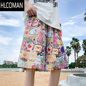 HLCOMAN沙滩裤男夏季薄款卡通花短裤休闲五分泳裤速干可下水宽松大裤衩潮