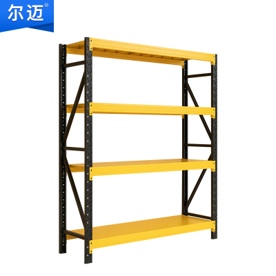 尔迈 仓储货架置物架货物展示架超市仓库钢制金属重型货架 200*150*50cm 500kg/层 黄黑色
