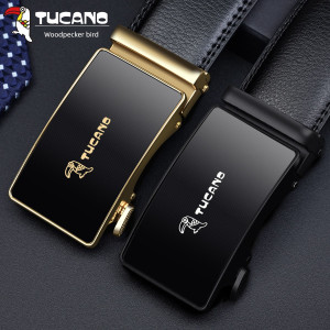 啄木鸟男士皮带真皮自动扣带时尚休闲商务高端牛皮青年男士裤带