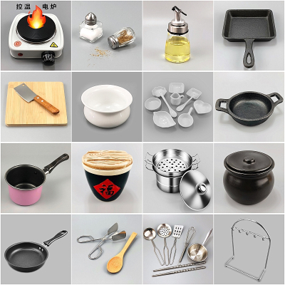 。迷你厨房做饭真煮套餐日本食玩小厨具快手抖音同款儿童过家家玩真煮版9号-送围裙手套洗碗棉