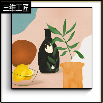 现代简约饭厅餐桌装饰画北欧客厅挂画小清新餐厅壁画卧室床头墙画三维工匠壁饰甜橙心情A80*80厘米25mm中空板亮丽水晶膜高清喷绘-单幅价格