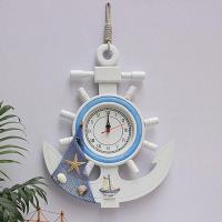 地中海木质船锚船舵静音挂钟挂表钟表 海洋创意钟饰 壁挂壁饰