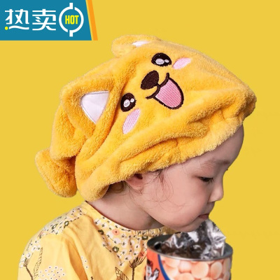 敬平儿童可爱干发帽女孩韩国女童吸水速干擦头洗头发包头巾浴帽干发巾 萌小犬-套头款 建议3-7岁 小童款