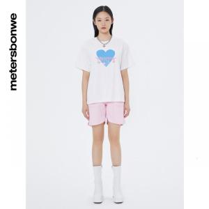 [1件5折价:99.5]美特斯邦威纯棉休闲短裤女夏季时髦粉色大口袋净色热裤女