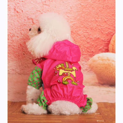 卡通雨衣小狗大狗四脚雨衣大中小型犬泰迪金毛雨衣卡通雨衣-蓝色S默认尺寸