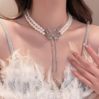 闪钻蝴蝶项链女款轻奢小众设计2024新款潮高级感锁骨链颈链送女朋友老婆情人节七夕生日礼物