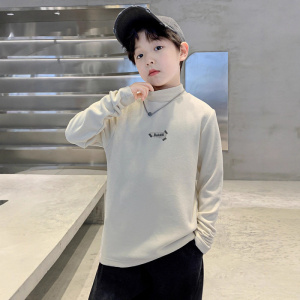 男童德绒内搭半高领春秋冬新款冬季大儿童上衣男孩打底衫加厚