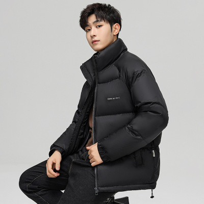 羽绒服男冬季宽松立领面包服防寒加厚保暖纯色休闲百搭男青年外套