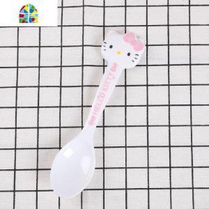 密胺碗仿瓷碗勺子套装卡通KT猫可爱防摔可高温家用儿童餐具密胺盘 FENGHOU 粉色KT勺子单勺子