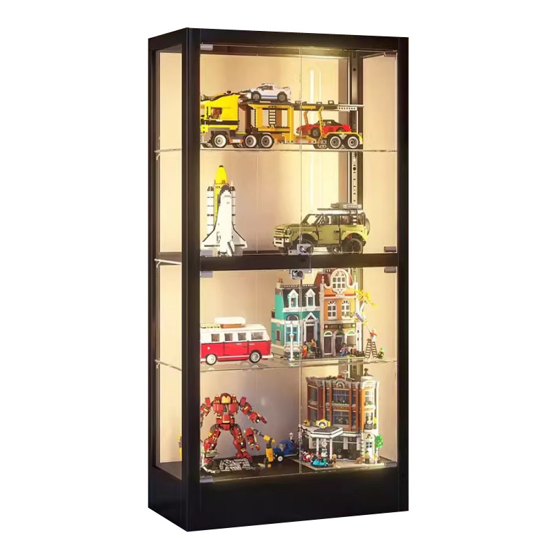 晋舰 透明展柜手办展示柜带灯玻璃柜模型陈列柜双门四层800*400*1600mm