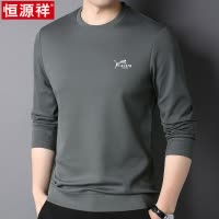 恒源祥2024春秋季男士纯色圆领卫衣休闲秋装套头长袖t恤棉打底衫