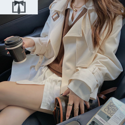 SUNTEK2021秋冬新款英伦风中长款风衣女韩版宽松气质小个子休闲上衣外套风衣