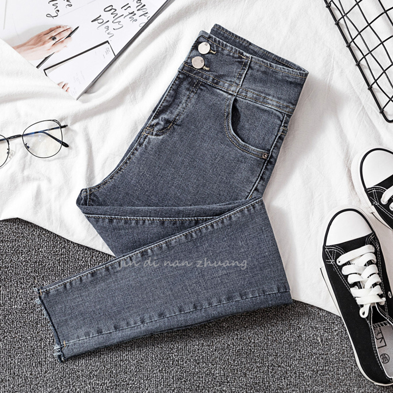 迪鲁奥(diluao)授权店铺裤子女2019年秋季冬新款薄款金属丝牛仔布裤