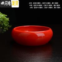 三维工匠无孔水仙花盆载铜钱大盆碗莲水培植物花盆陶瓷多肉简约创意红色 红RS-1 中等花盆容器