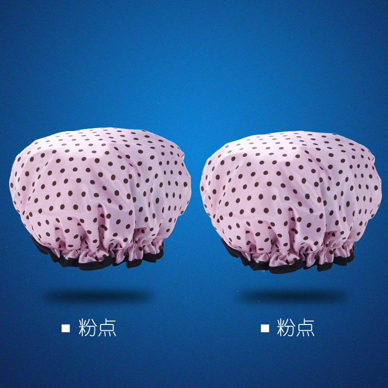 浴帽 成人女款淋浴洗澡沐浴帽双层浴冒头套沐浴发套发帽浴帽女 粉点2