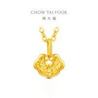 周大福小鼻嘎爆闪鱼鳞祥云如意锁足金黄金吊坠计价(工费180)EOF1941礼物