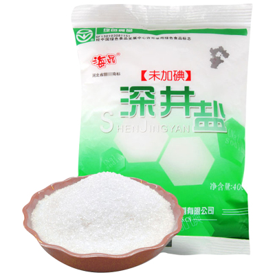 蒸发结晶工艺-中盐河北海晶无碘深井盐400g*6袋未加碘精制细盐厨房调味品调味料央企品牌品质保障