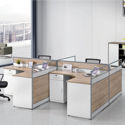 臻远 ZY-PFGW-04 员工办公桌现代简约屏风工位卡座职员电脑桌弯台两人位