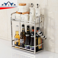 304厨房置物架不锈钢调料架调味品收纳架2层壁挂落地架子 三维工匠