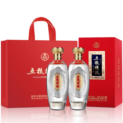 五粮液股份五粮液五粮精酿龙兴凤举52度500ml*2瓶纯粮食浓香型白酒礼盒装