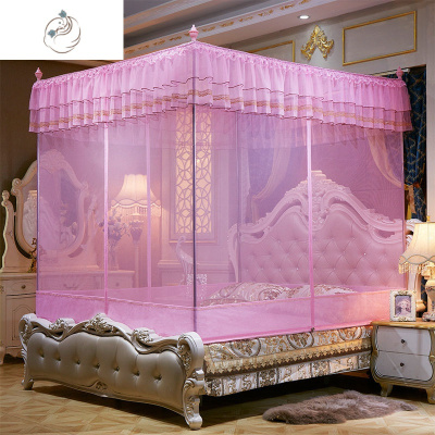 加高加密-宫廷蚊帐蒙古包三开全底坐床式不锈钢拉链学生家用玫瑰粉色-全底2.0*2.2米床舒适主义蚊帐玫瑰粉色-全底2.0*2.2米床