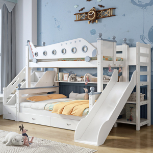 欧梵森 儿童床现代简约樱桃木实木床子母床美式上下床双人床高低床双层床成人床大人床成年床上下铺木床分体床滑梯床