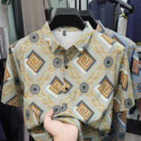 男装男士短袖衬衫复古印花潮牌男式开衫夏季新款男上衣