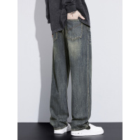 男士牛仔裤新款宽松直筒无弹裤子高街复古蓝色春秋休闲阔腿裤