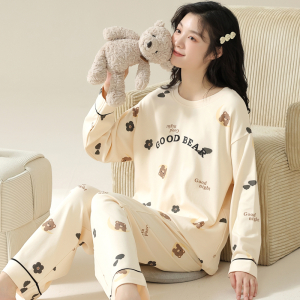 啄木鸟睡衣女2025年新款纯棉长袖可外穿春秋冬夏季女士家居服套装