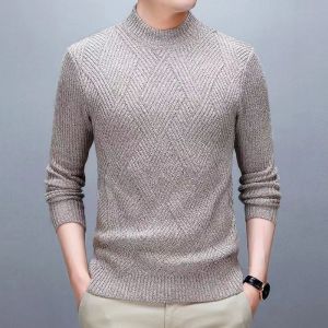 冬季半高领毛衣男士韩版潮流修身加厚针织衫青年毛线衣