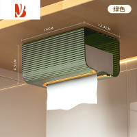 三维工匠纸巾盒壁挂式洗脸巾卫生间抽纸家用客厅创意厨房悬挂纸厕所收纳盒 壁挂款-透明绿[1个装]