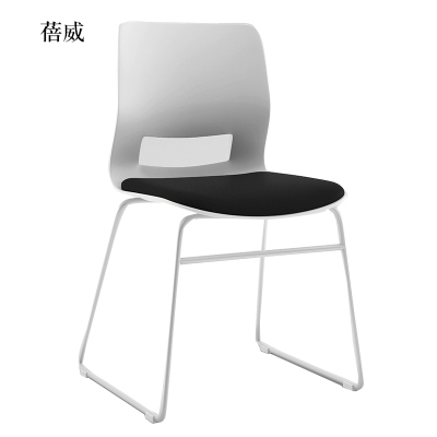 蓓威培训会议椅弓形椅洽谈椅无扶手黑色软包椅