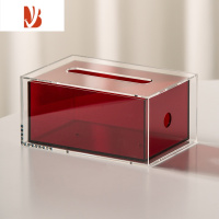 三维工匠轻奢炫彩双层亚克力纸巾盒客厅抽纸盒桌面摆件餐巾纸收纳盒 红色纸巾盒