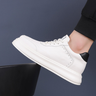 同款英伦风新款男鞋百搭牛皮厚底轻便低帮休闲鞋潮流透气运动风鞋