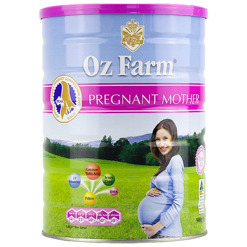保税发-澳美兹(OZFARM)孕妇奶粉900克/罐装 备孕孕早孕中孕晚哺乳期 补充叶酸钙质铁复合多维营养