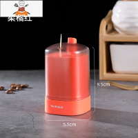自动牙签盒创意家用北欧按压式餐厅牙签桶便携牙签筒 敬平 橘红