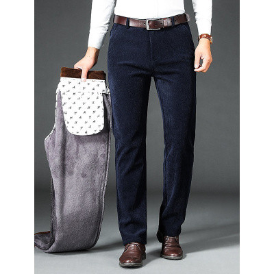 海岛绒男装裤子 加绒舒适弹力休闲裤男士 品质弹力商务直筒裤男式
